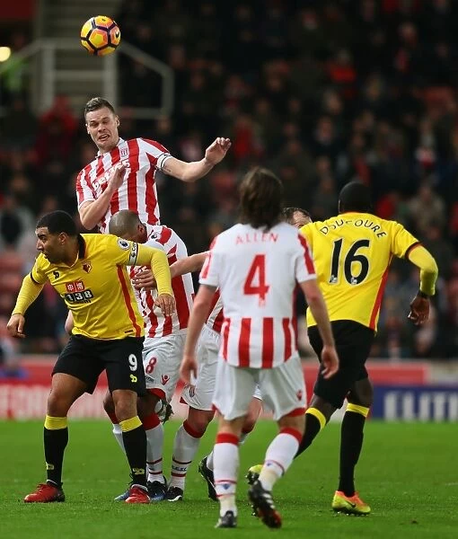 Stoke City's 2-0 Premier League Victory: Shawcross and Crouch Strike Against Watford (3rd January 2017)