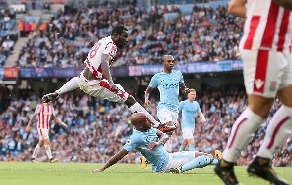 Manchester City vs Stoke City: Diouf in Action (14th October 2017)