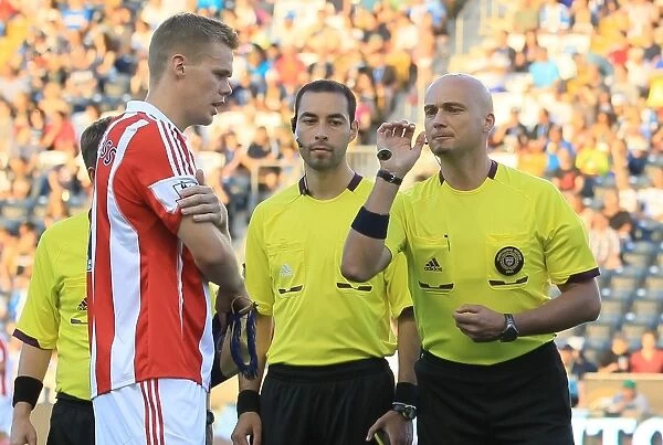 Stoke City FC: Ryan Shawcross and Officials Engage in Pre-Match Coin Toss during USA Tour (Crystal Palace Programme)