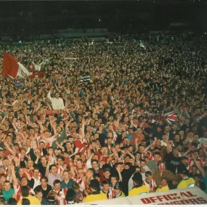 Fans celebrate on pitch after promotion secured 1993