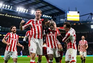 Images Dated 31st December 2016: 4-2 in Favor of Chelsea: Bruno Martins Indi and Peter Crouch Score for Stoke at Stamford Bridge