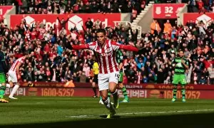 Stoke City v Swansea City Collection: Battle at Bet365 Stadium: Stoke City vs Swansea City - April 2, 2016