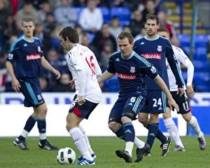 Images Dated 16th October 2010: Bolton Wanderers Hang On to Defeat Stoke City 2-1 in Premier League Showdown (October 16, 2010)