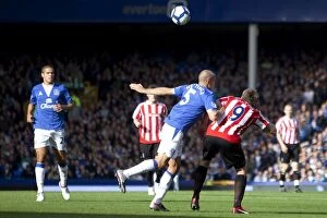 Images Dated 4th October 2009: Clash at Goodison Park: Everton vs Stoke City - October 4, 2009