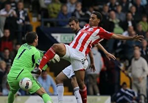Images Dated 28th August 2011: Clash at The Hawthorns: West Bromwich Albion vs Stoke City - August 28th