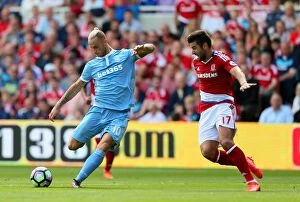 Images Dated 13th August 2016: Clash at the Riverside: Middlesbrough vs Stoke City (August 13, 2016)