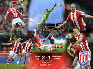 Framed celebration montage of win against Man Utd