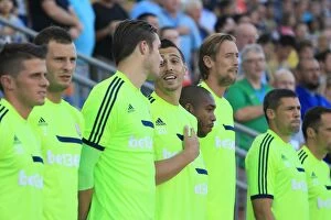 Images Dated 2nd October 2013: Geoff Cameron Pays Tribute: Stoke City's Pre-Season USA Tour Kicks Off with National Anthem Salute