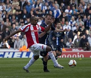 Images Dated 18th April 2009: The Intense Battle: Stoke City vs. Blackburn Rovers - April 18, 2009