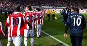 Images Dated 18th April 2009: Intense Battle: Stoke City vs. Blackburn Rovers - A Football Rivalry Unfolds (April 18, 2009)