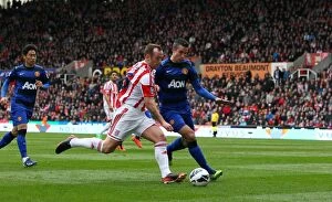 Stoke City v Manchester United Collection: The Intense Battle: Stoke City vs Manchester United - April 14, 2013