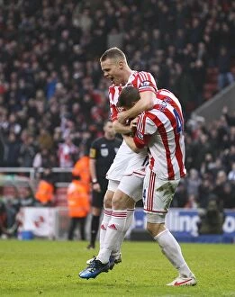 Images Dated 9th February 2013: Intense Battle: Stoke City vs Reading - Football Rivalry on the Field (9th February 2013)