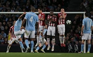 Images Dated 17th May 2011: Manchester City vs Stoke City: Clash at the Etihad (May 17, 2011)