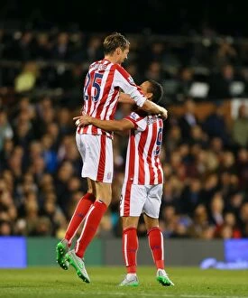 Fulham v Stoke City Collection: Peter Crouch's Late Goal Secures Stoke City's 1-0 Victory Over Fulham in the Capital One Cup