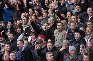 Images Dated 28th April 2012: Stoke City vs Arsenal: Passionate Fans Clash at the Britannia Stadium, April 28, 2012