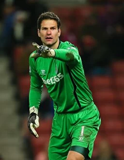 Asmir Begovic Collection: Stoke City vs Everton: Clash at the Bet365 Stadium - March 4, 2015